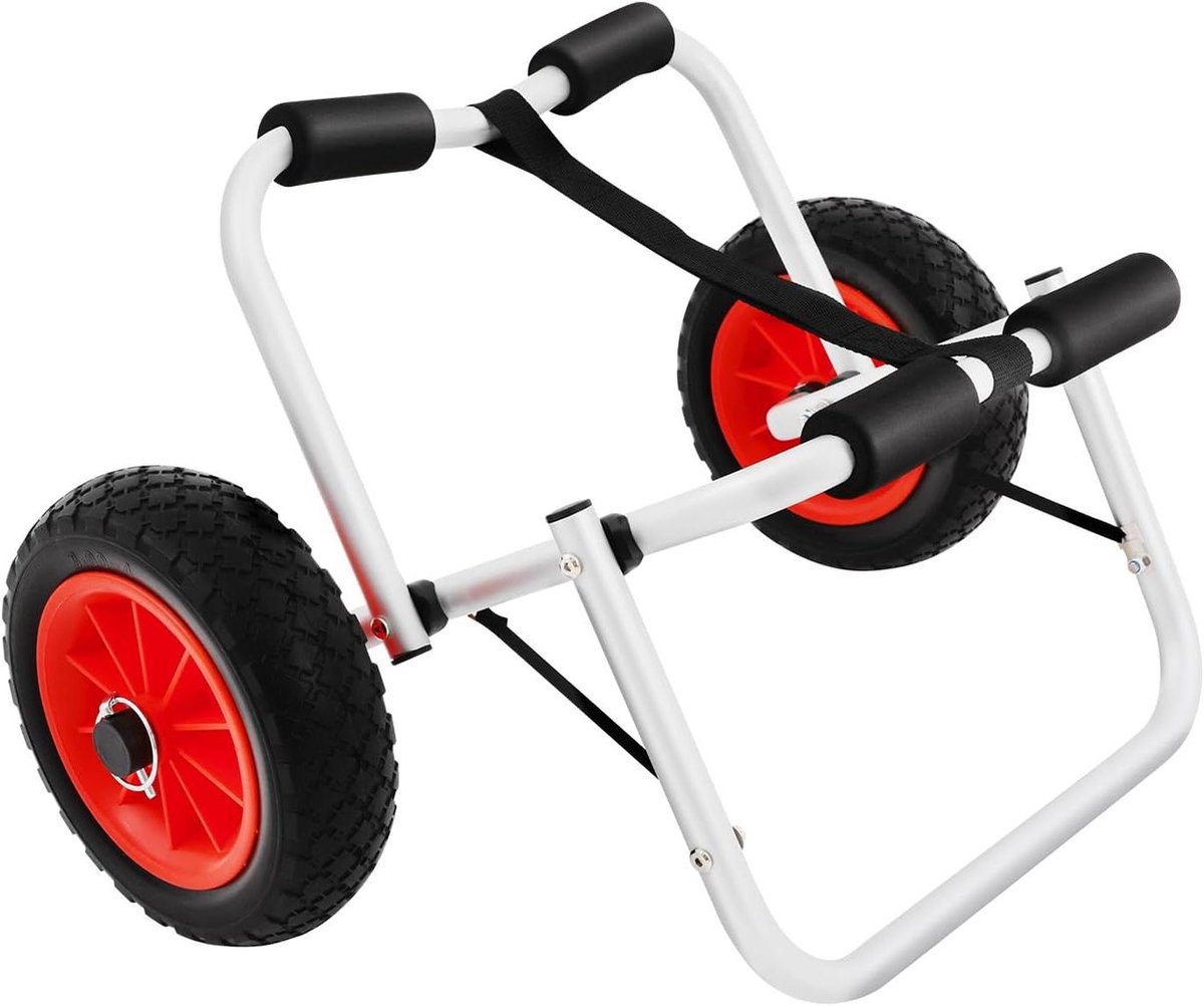 Aluminium Kano Kar - Vouwbare Kajak Trolley - Boot Transport - Hoge Laadcapaciteit - 80 kg - Zilver
