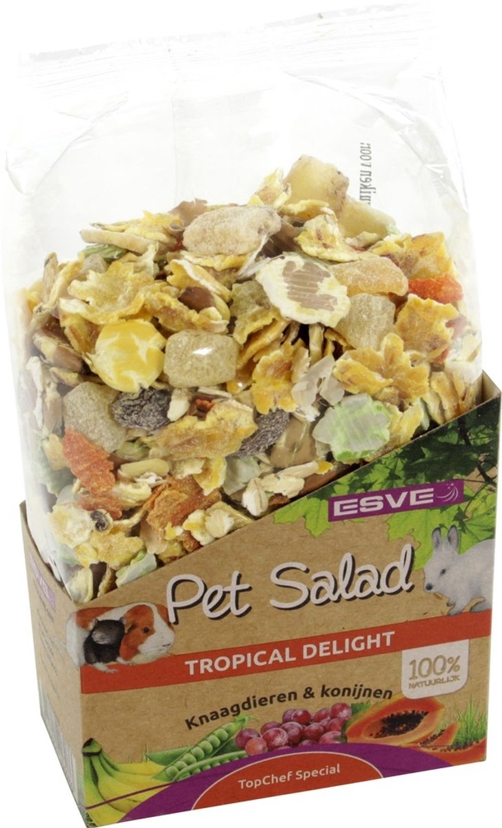 ESVE Pet Salad Tropical Delight snack voor knaagdieren en konijnen 175 gram | fruitige mix
