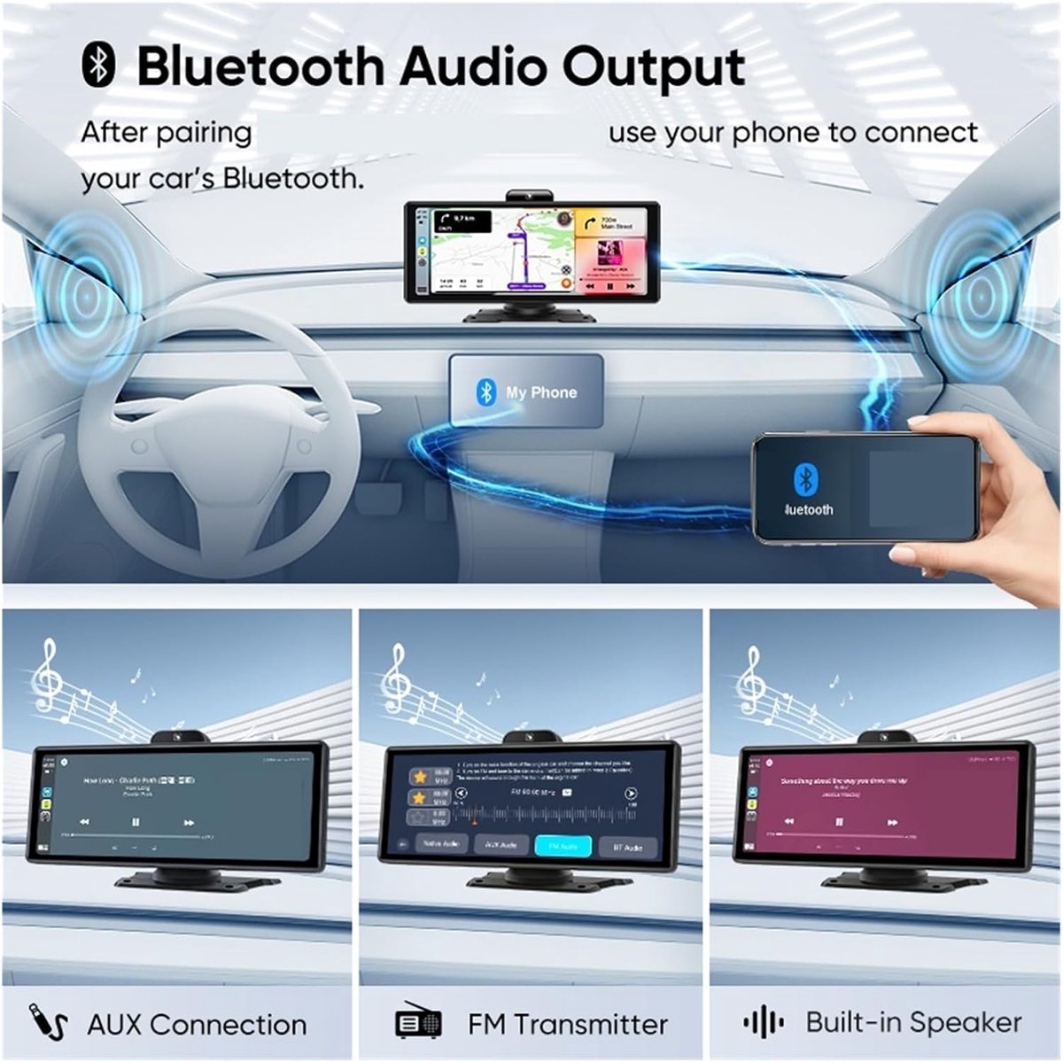 Auto DVR Dash Cam - Navigatie Recorder - Veilig Rijden - 4K Dubbele Opname - 9.88 Inch Scherm - Zwart – foto 5