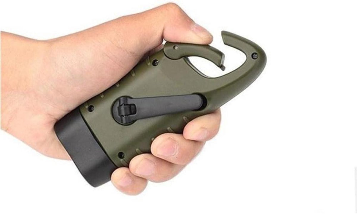 Noodgenerator Hand Crank - Dynamo Zaklamp - Outdoor Activiteiten - Zonnekracht & Slinger - Compact Formaat - Groen