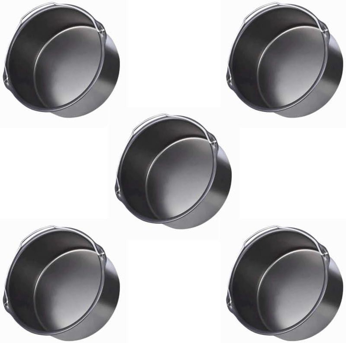 Taartvorm Set - Bakvormen Rond - Taarten Bakken - Antiaanbaklaag - 5 Stuks - Zwart
