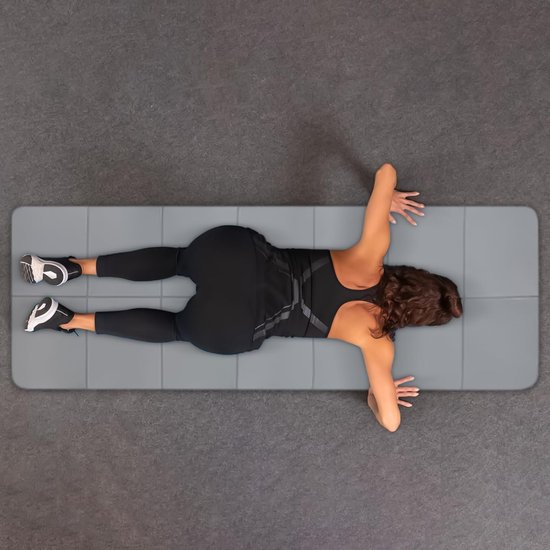 Yogamat - Trainingsmat Oefenmat - Fitness Buiten - Antislip Grip - 183x61 cm - Grijs van Yogamat — afbeelding 2