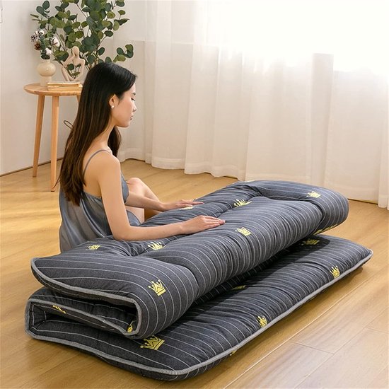 Dubbele Futon Matras - Japanse Vloermat - Comfortabel Slapen - Opvouwbaar en Draagbaar - 135x200cm - Geel — afbeelding 3
