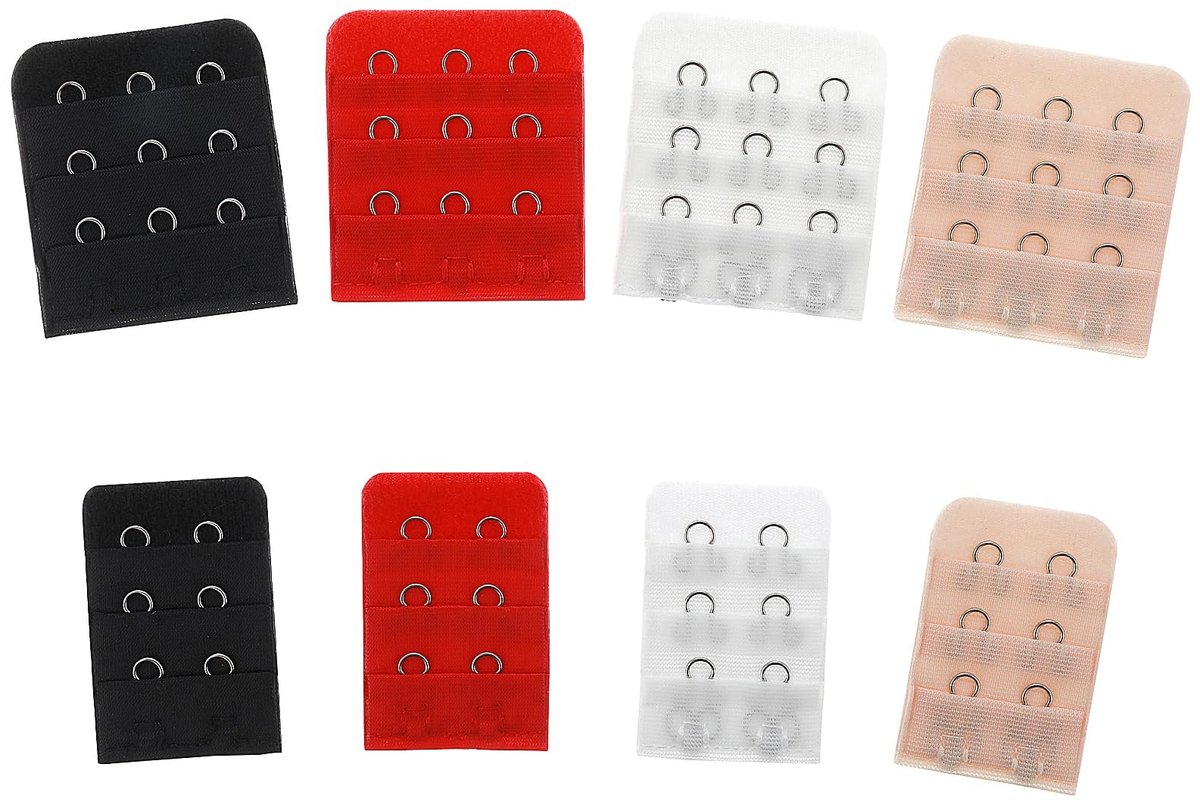 Dailygoods- Beha-extenders 8 Stuks - BH Verlenger 2/3 Haken - Zachte/Comfortabele Bandverlenger - Polyester/Roestvrij Staal - Perfect voor Zwangerschap/Comfort