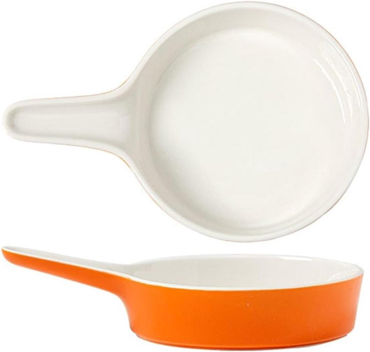 Ovenschaal Keramiek - Dessertbord Snackplaat - Oven Gebakken - Eén Handgreep - 300 ml - Oranje