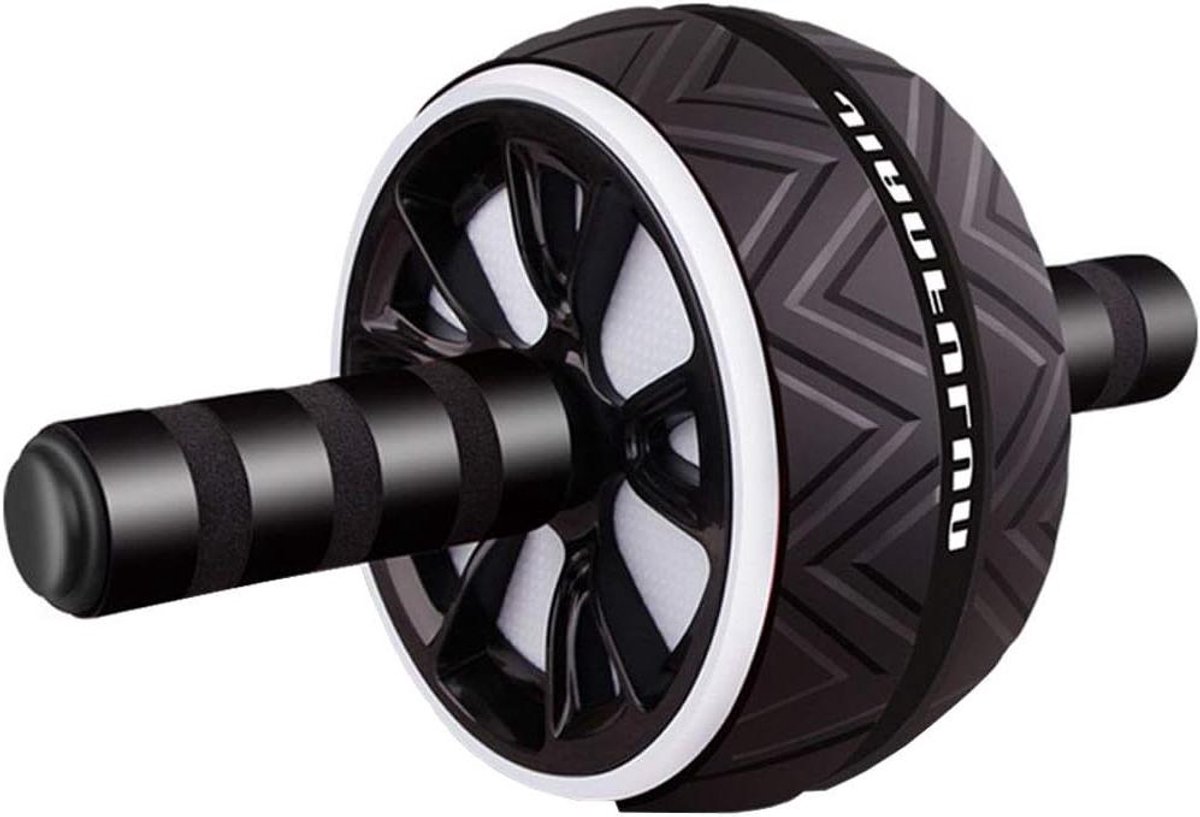 Buikspierwiel - Fitnesswiel - Krachtraining - Antislipmat - 30 cm breed - Zwart-wit