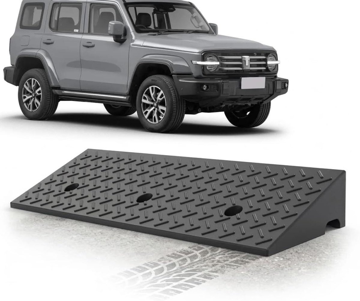 Drempelhulp voor Rolstoel & Scootmobiel - Rubberen Stoeprandhulp Antislip - Robuuste Oprit Ramp Zwart(L100xW35xH14cm)