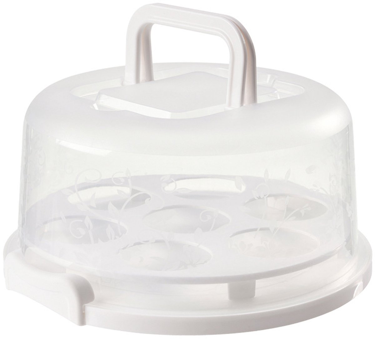 QTTVBTNA – Taartdoos - Kuchen Transportbox - Torten Transportbox - Draagbare Cake Carrier - Levensmiddelveilig PP Materiaal - Antislip - Ideaal Voor Feesten En Cadeaus - 1 Stuk - Wit
