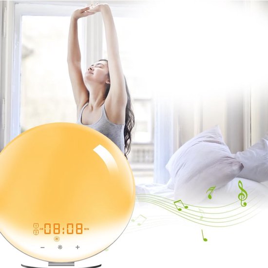 Digitale Wekker - Nachtlamp Klok - Zonsopgang Simulatie - 7 Kleuren Moodlight - 17 cm Breed - Wit — afbeelding 2