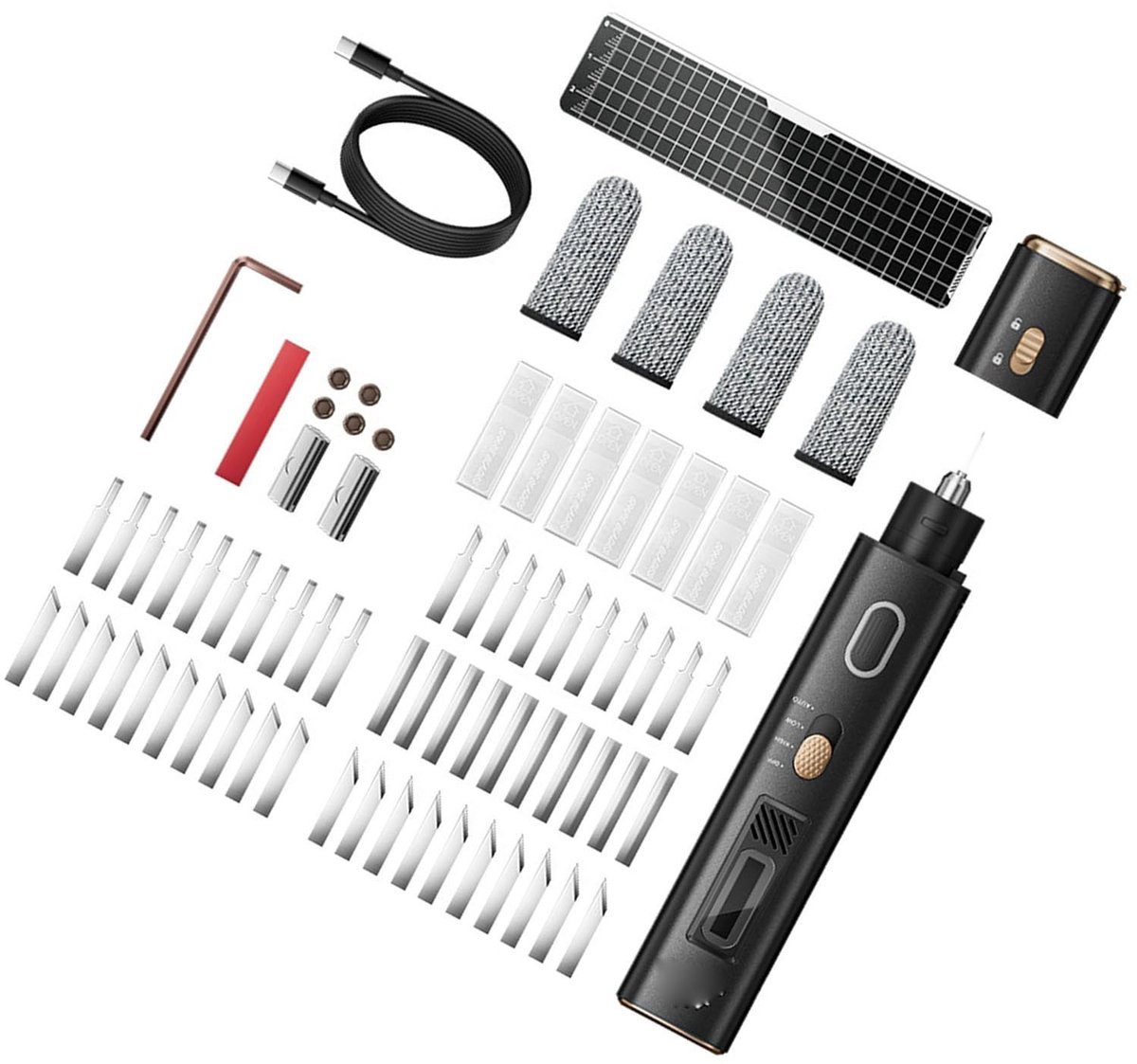 Dailygoods- Ultrasone Snijder 40 KHz - Precisiesnijgereedschap - OLED-scherm - 50 Vervangbare Messen - 5 cm Snijpuntgebied - Lichtgewicht 0,12 kg - Snijgereedschap