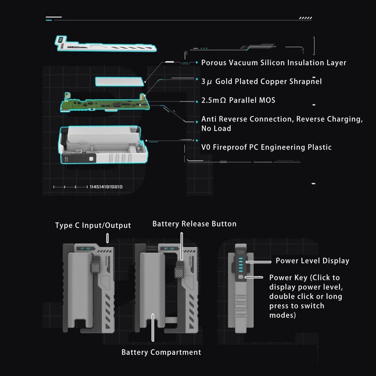 Dailygoods- Power Bank 20700 mAh - Draagbare Oplader - Herbruikbare Batterijlader - Slanke Behuizing - Hoge Efficiëntie - 100% Tevredenheidsgarantie – foto 5