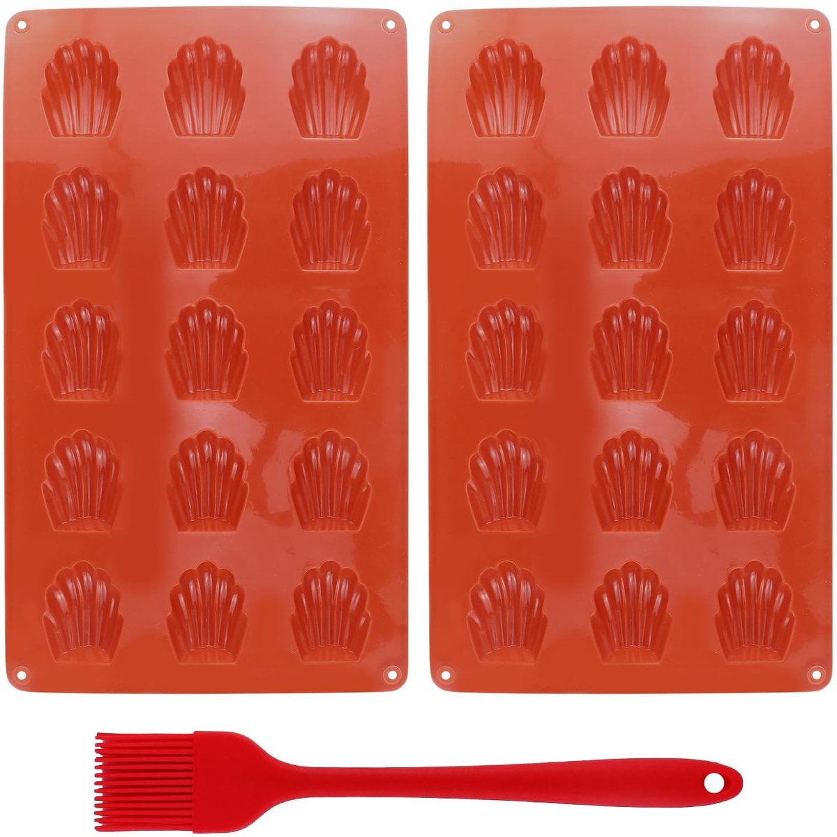 Dailygoods- Madelein Bakvorm - 2 Stuks - Siliconen - Anti-aanbak - Hittebestendig - 15 Holtes - 29,8 x 17,3 cm
