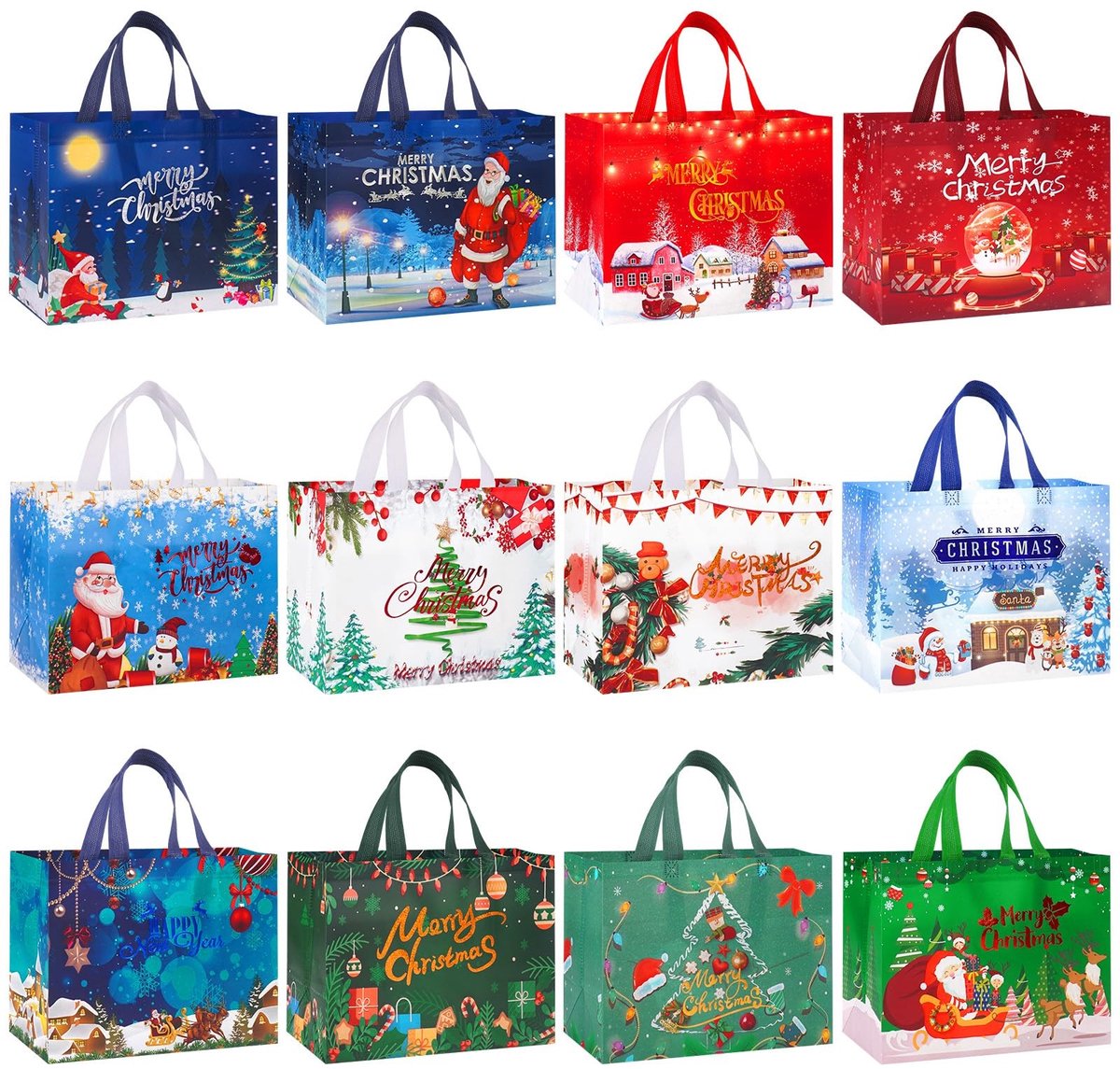Dailygoods- Cadeauzakjes Groot - 12 Stuks - Herbruikbaar - Waterdicht - Met Handvat - 43 x 32 x 18 cm - Goudfolie - Cadeautassen