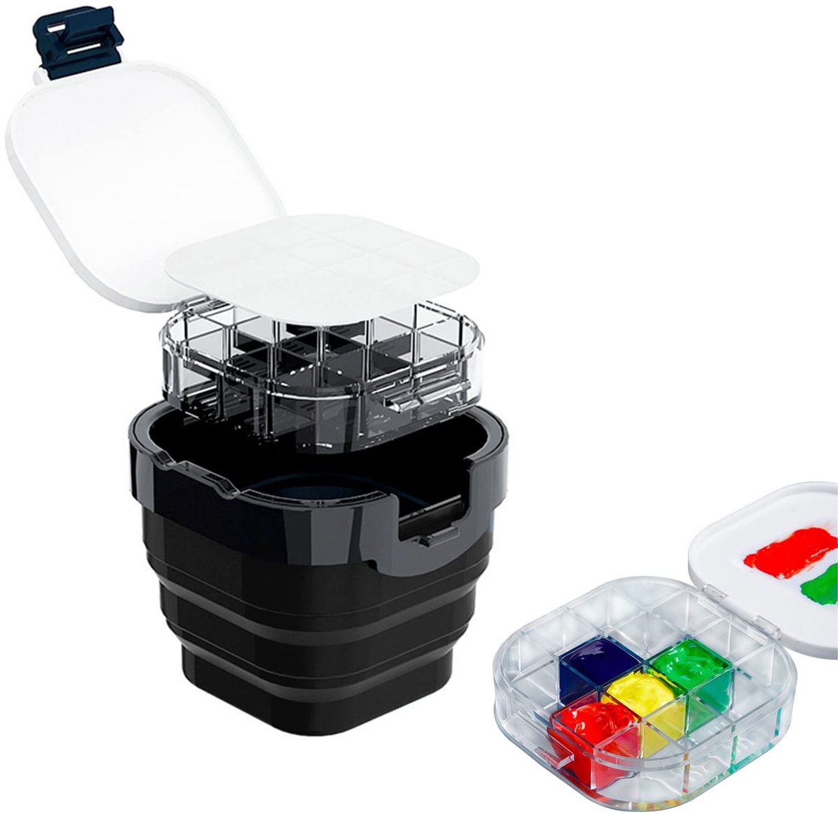 Dailygoods- Palet Opvouwbaar - Verfdoos - Schilderij Doos - Lichtgewicht TPR - Kleurmenglade - Handig voor Thuis en Reis