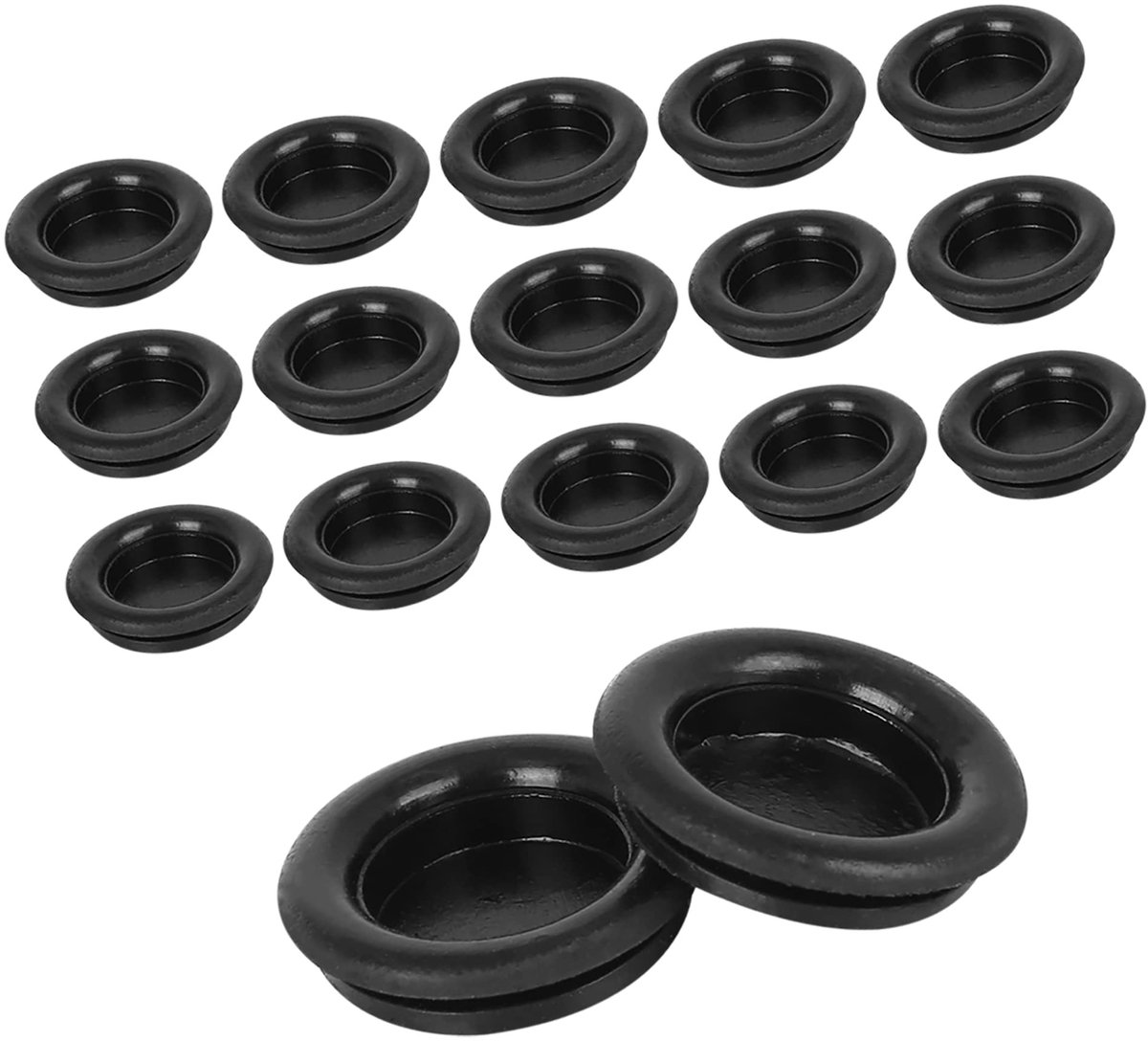 Dailygoods- Kabeldoorvoer 16mm - Eenzijdig - Rubber - Zwart - 60 Stuks - Slijtvast en Temperatuurbestendig - Kabelbescherming