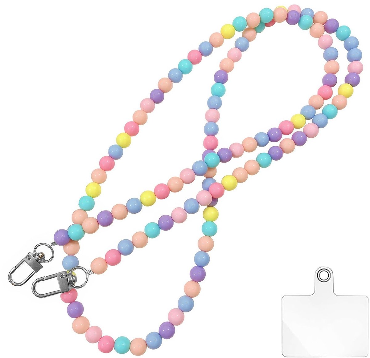 Dailygoods- Telefoonketting met parels - Universeel koord - Telefoonkoord voor smartphone - Zakketting - Omhangkoord - Hoogwaardige materialen, 120 cm