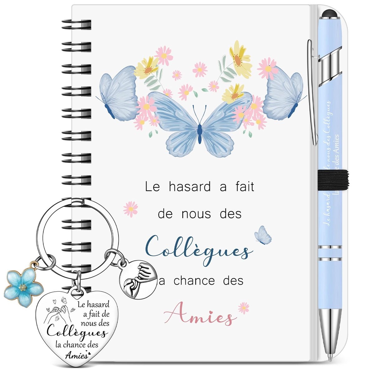 Dailygoods- Afscheidscadeau 3-delige set - Sleutelhanger/Notitieboek/Balpen - Creatief aandenken - Persoonlijk cadeau - Voor collega's - Cadeauset
