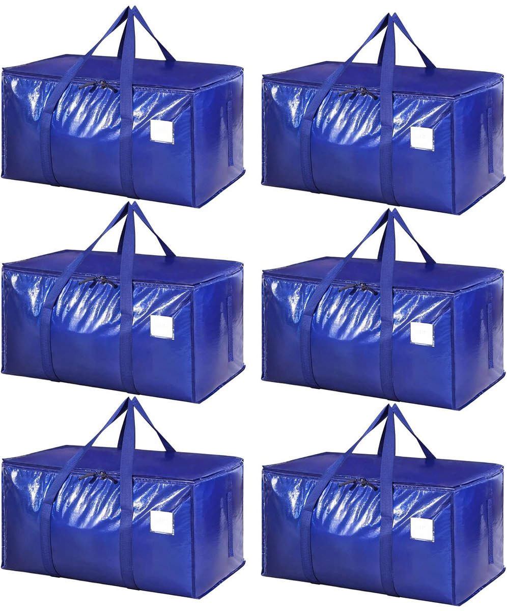 Dailygoods- Opbergdozen met Deksel - Opvouwbare Verhuisdozen - Kledingopslag - 6 Stuks - 90 Liter - Duurzaam PP-Weefsel - Opbergtassen