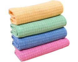 Poetsdoeken Set - Vaatdoeken Microvezel - Keuken Schoonmaken - Hoge Waterabsorptie - 4 Stuks - Diverse Kleuren