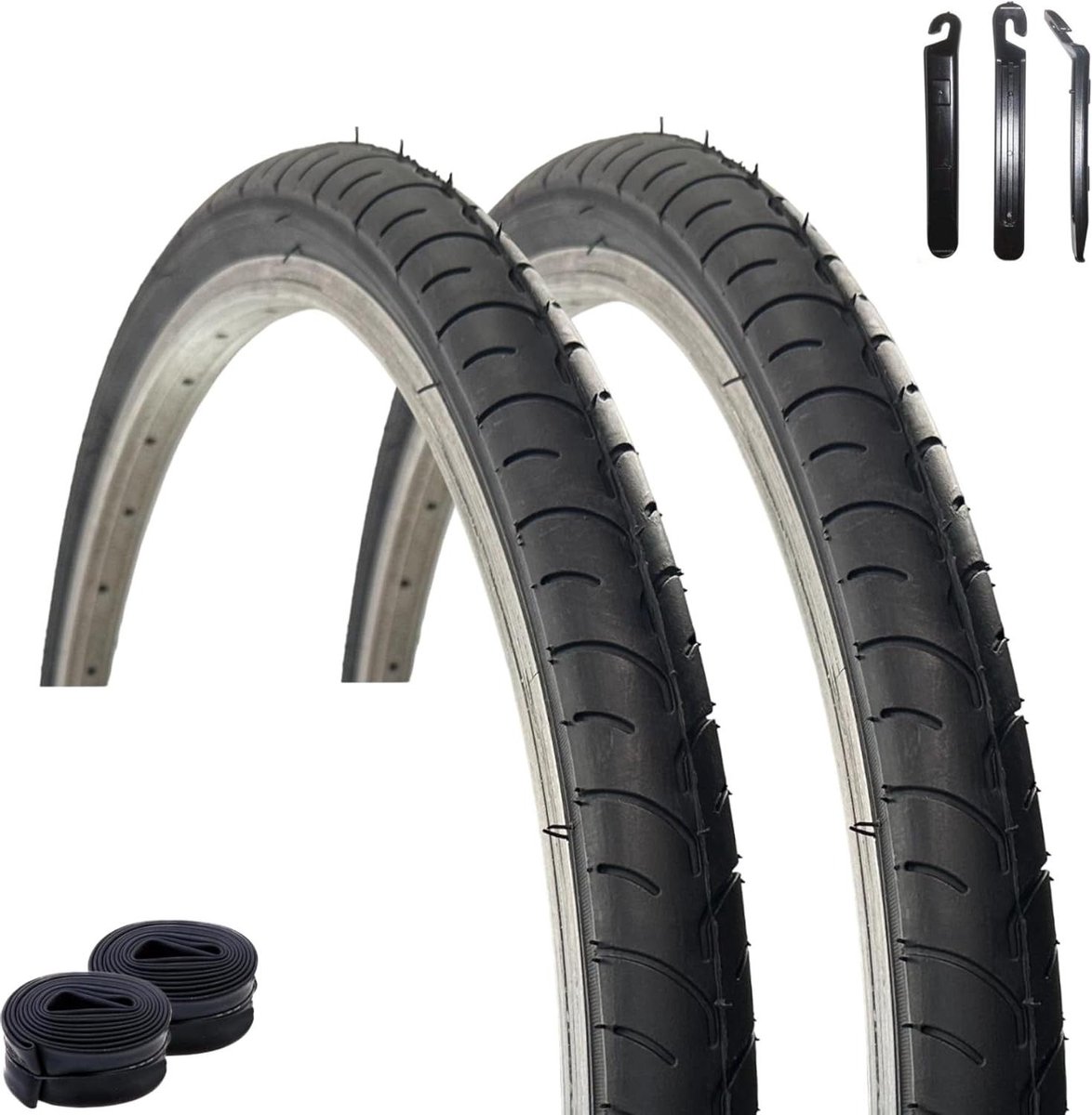 Fietsbanden Set - Banden en Binnenbanden - Veilige Rit - Inclusief Bandenlichters - 26 Inch - Zwart