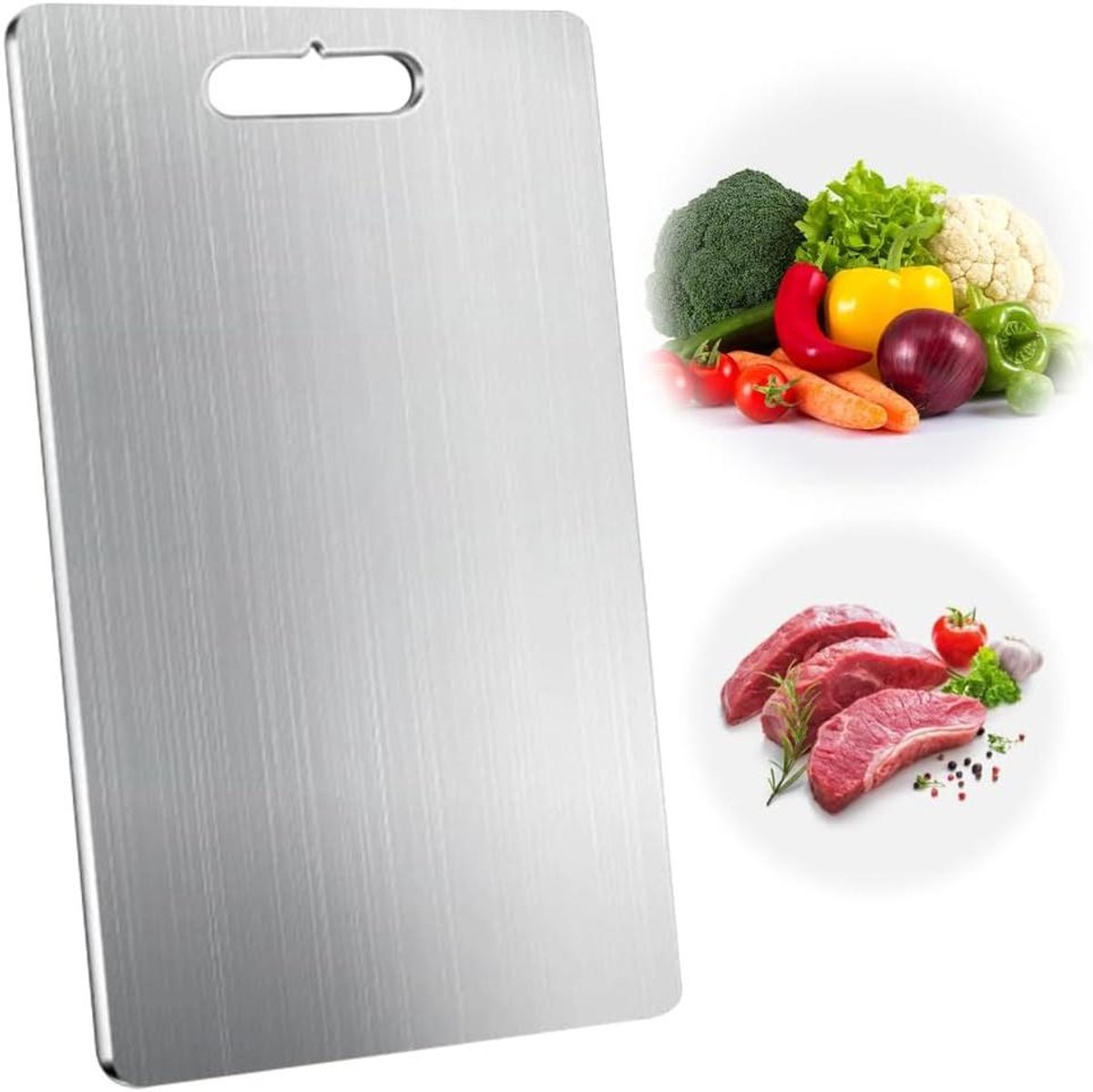 Titanium snijplank - Keuken plank - Voedsel bereiden - Hygiënisch oppervlak - 34x23 cm - Zilver