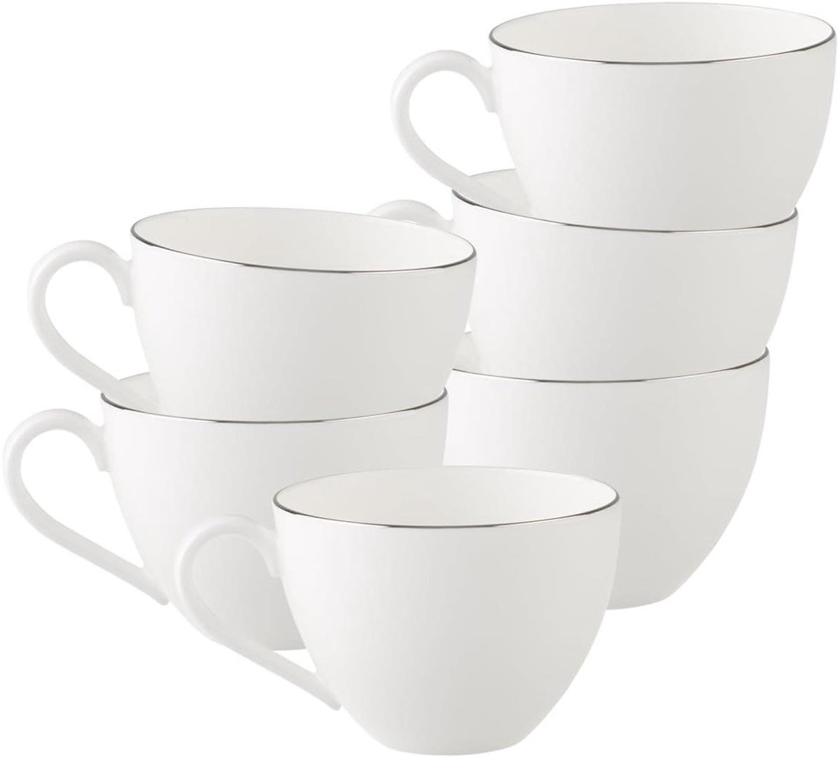 Koffiekopjes Set Porseleinen Mokken Stijlvol Koffie Drinken Verfijnd Platinum Randje 200 ml Inhoud Wit