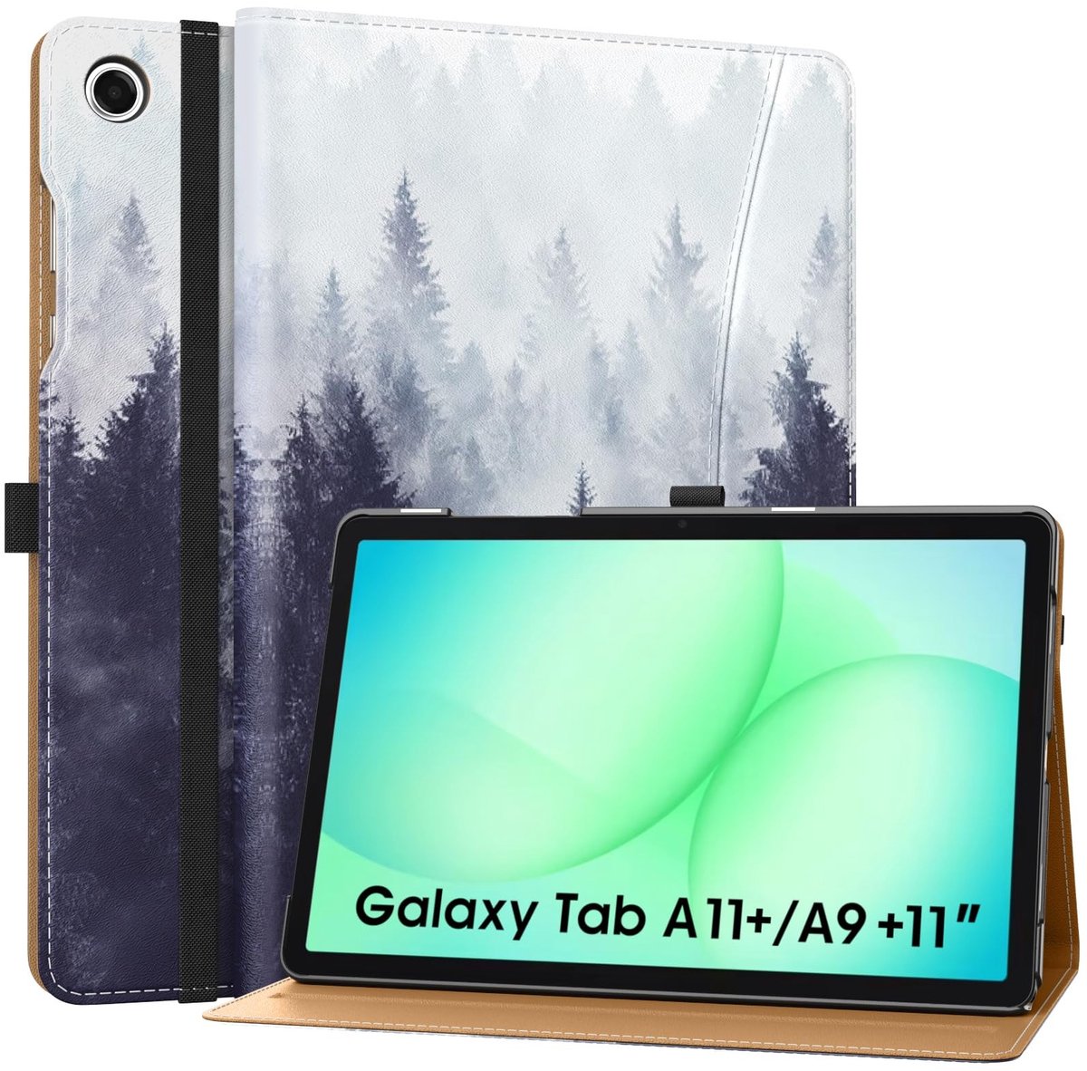 Dailygoods - PU Leren Hoes voor Samsung Galaxy Tab A11+/A9+ met Handstrap