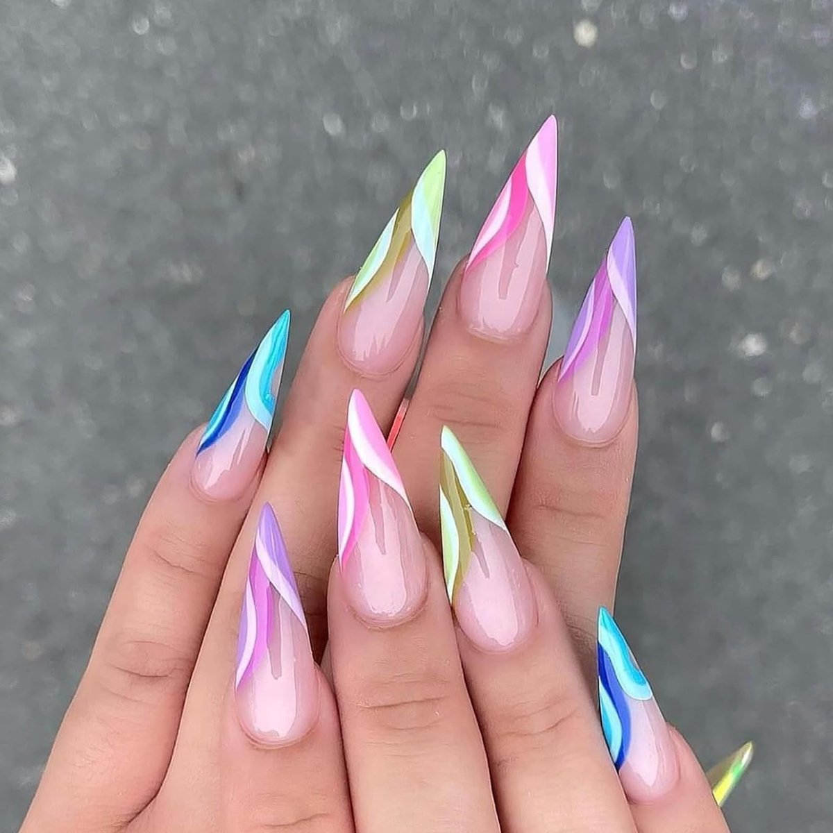 Dailygoods - Set van 24 Lange Stiletto Press-on Nagels met Franse Tip