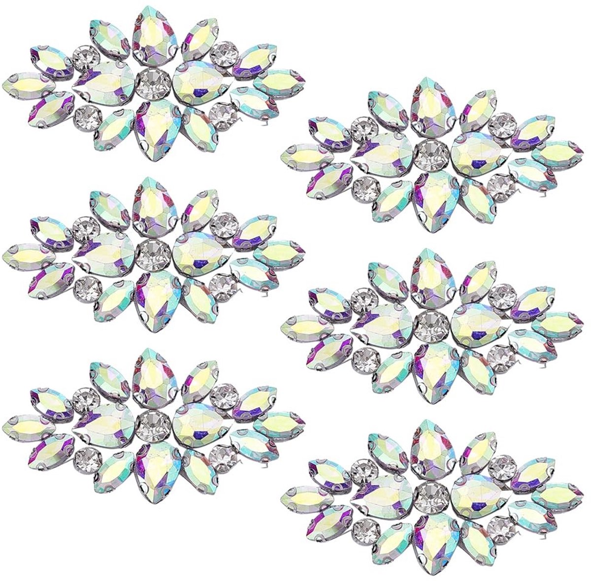 Dailygoods - Set van 6 Elegante Bloem Strass Applicaties voor Bruidsmode
