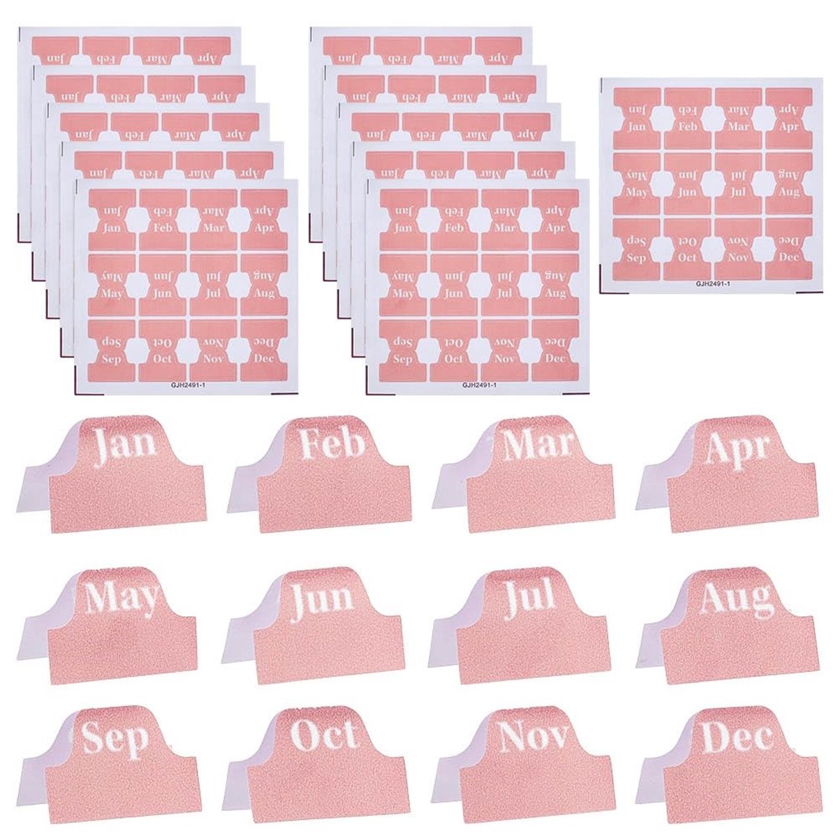 Dailygoods - Set van 15 Vellen Zelfklevende Maandstickers in Roze PVC