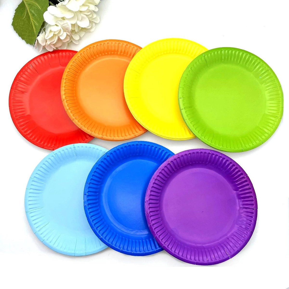 Dailygoods - 35 Stuks Regenboog Gekleurde Papieren Borden, 18 cm