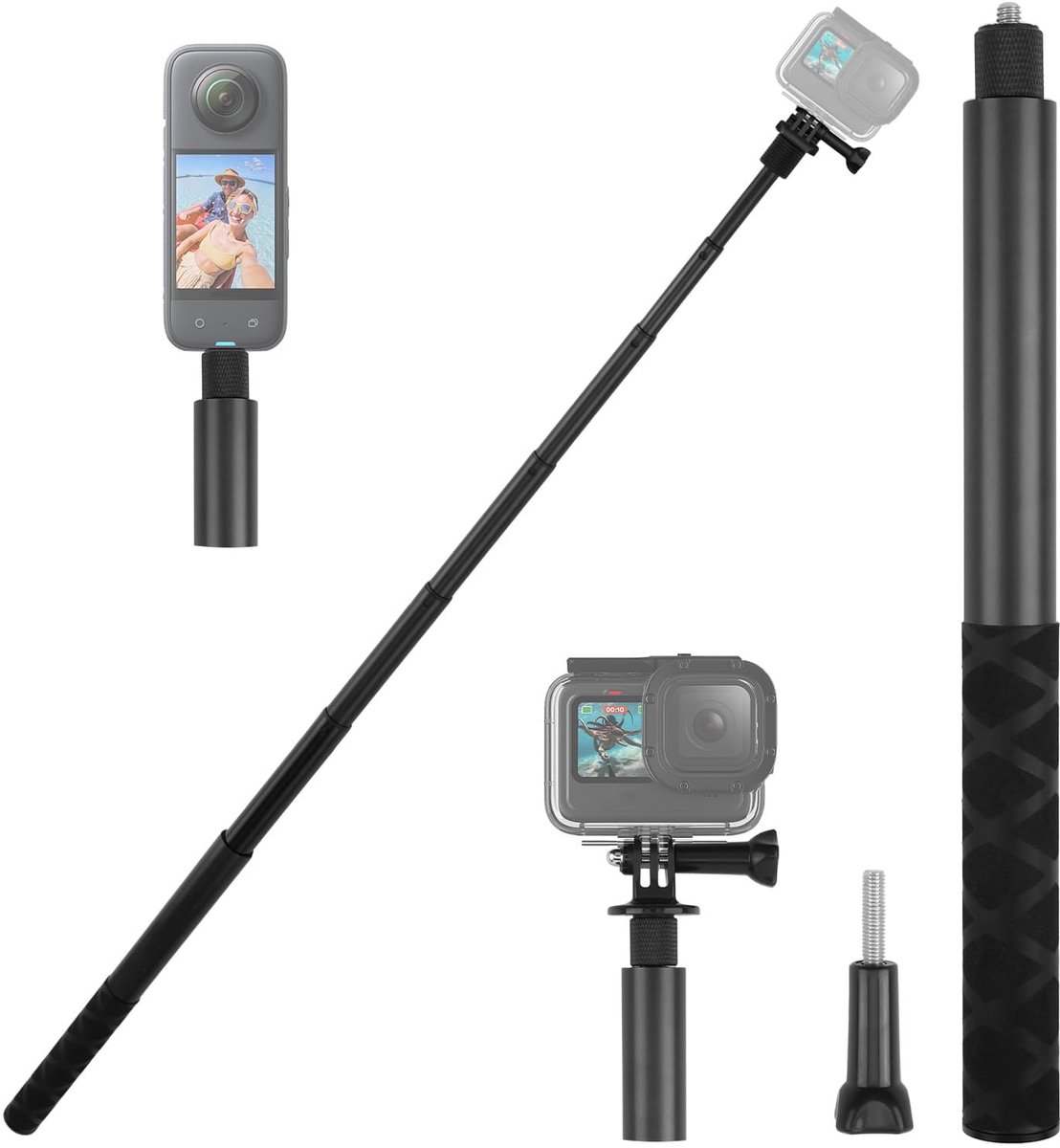 Dailygoods - Inklapbare Aluminium Selfiestick tot 150 cm voor Actiecamera's