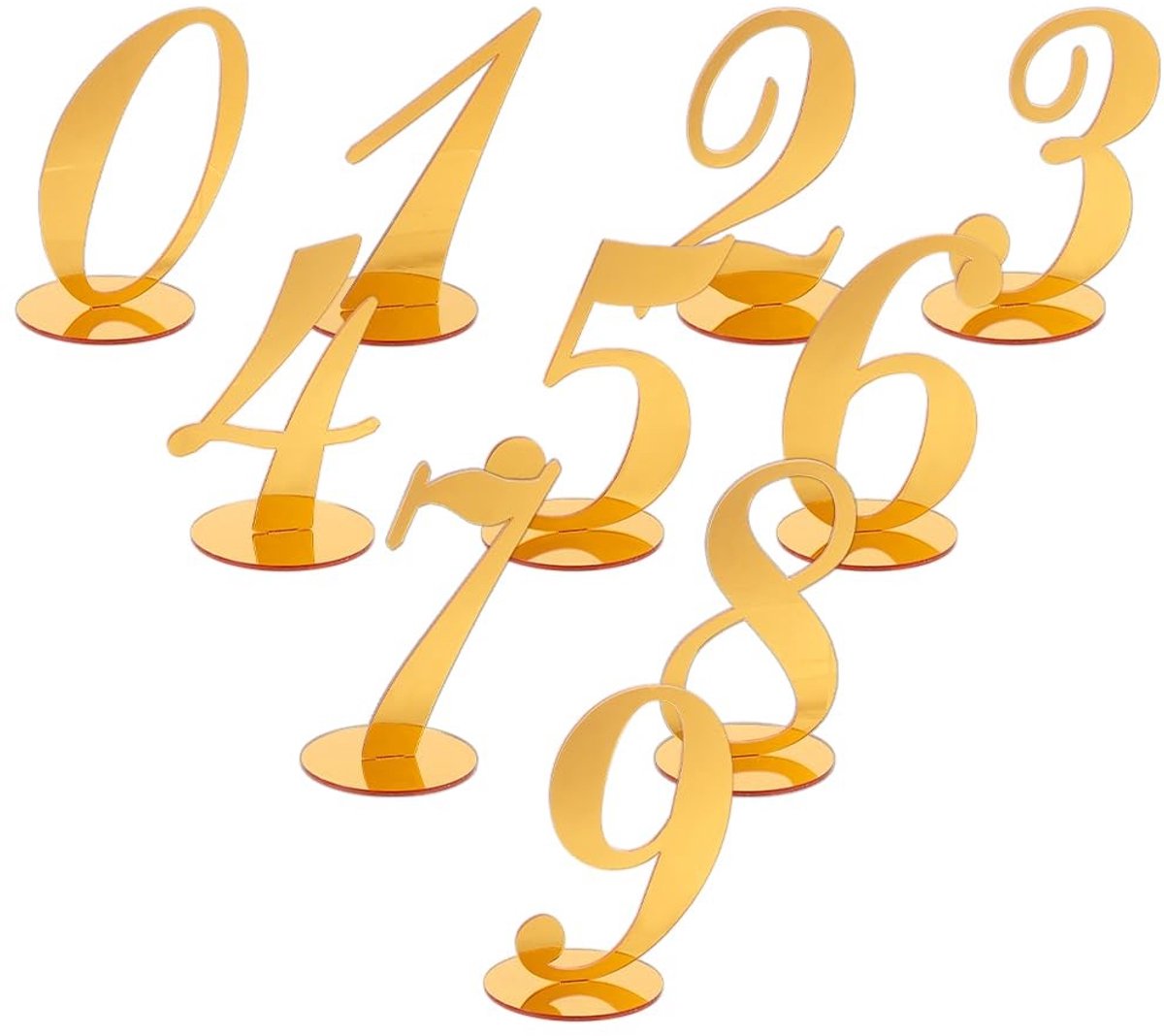 Dailygoods - Cosensi - 10 Stuks Gouden Tafel Nummer Borden voor Bruiloften en Feesten