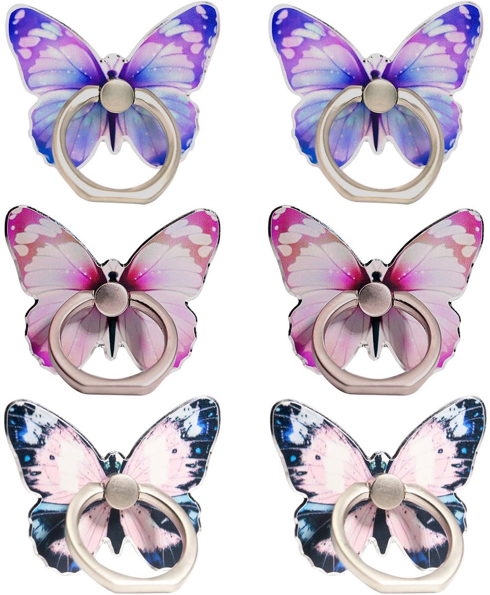 Dailygoods - Set van 6 Vlindervormige Telefoonringhouders