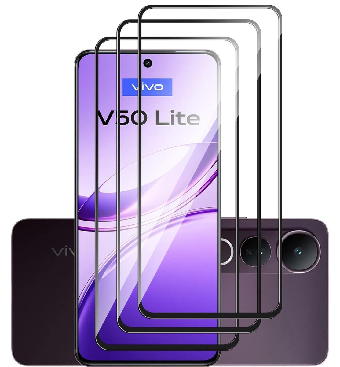 Dailygoods - 3 Stuks Gehard Glas Bescherming voor Vivo V50 Lite