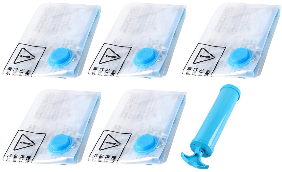 Dailygoods - Set van 5 Herbruikbare Vacuüm Opbergzakken met Handpomp