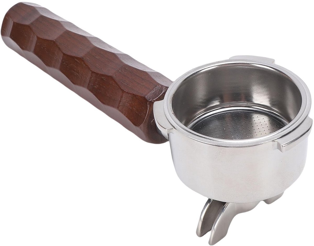 Dailygoods - Professionele Roestvrijstalen Portafilter met Walnoot Handvat