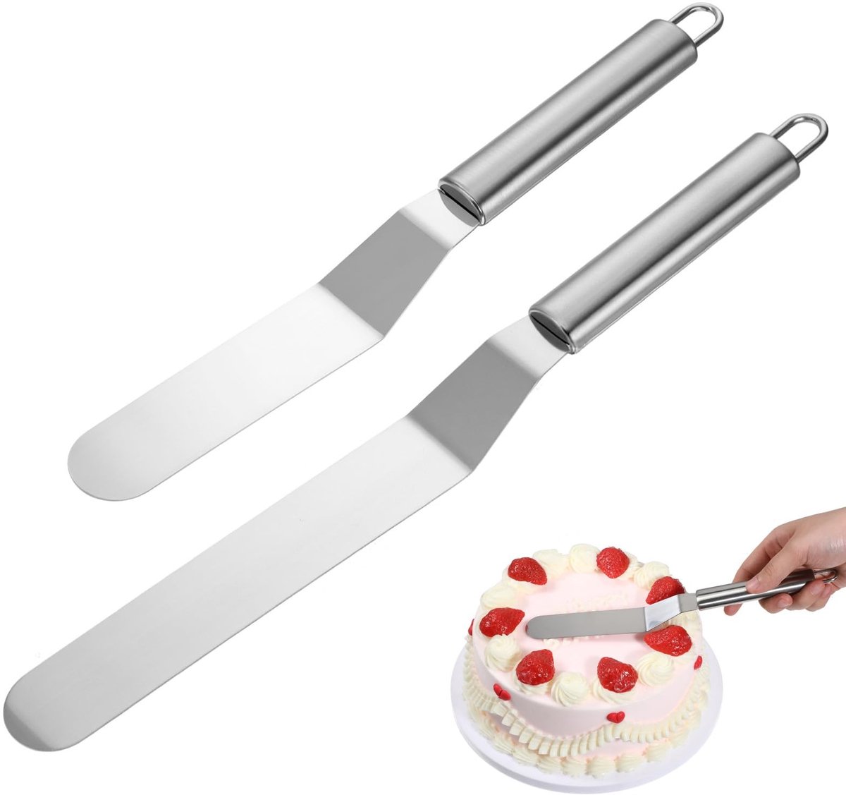 2 Stuks Inox Taartspatels Set voor Gladmaken en Decoreren