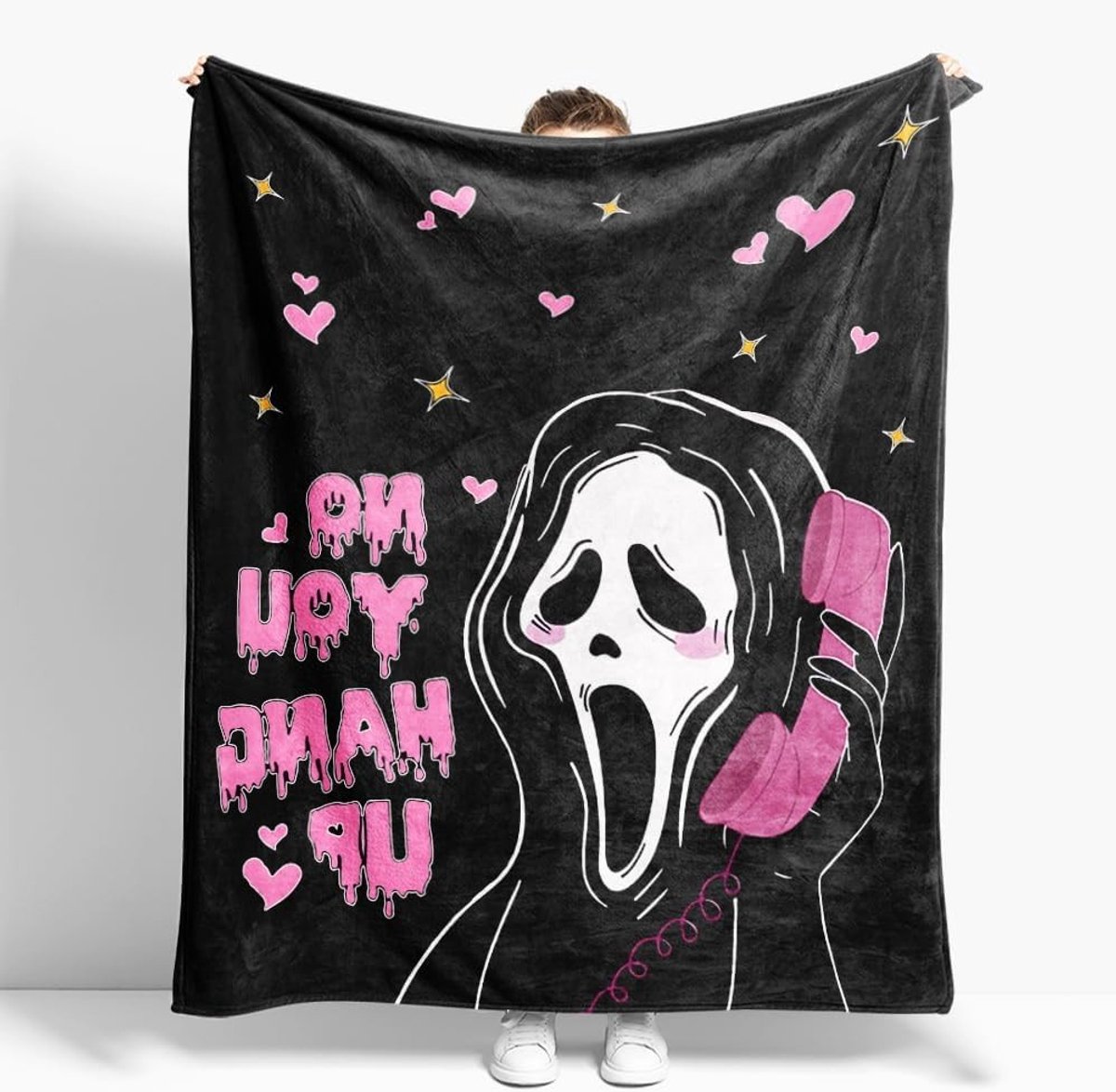 Scary Face Dekentje - 50 x 60 Inch Zwart Flanel - Horror, Halloween en Valentijnsdag Cadeau voor Bed, Bank en Woonkamer Decoratie