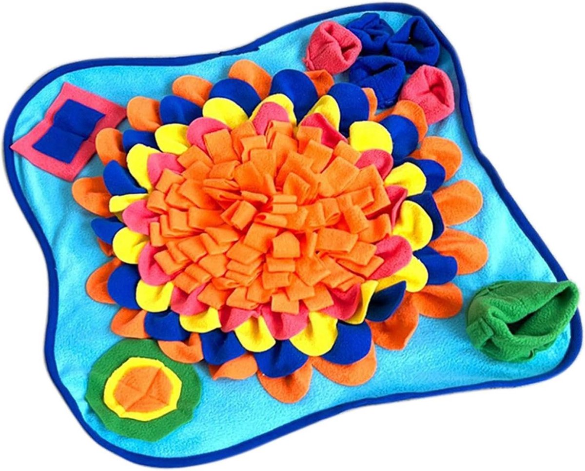 Snuffelmat Hond - Voedselpuzzel - Mentale Stimulatie - Vertraagt Eetgedrag - 24 x 23 cm - Blauw