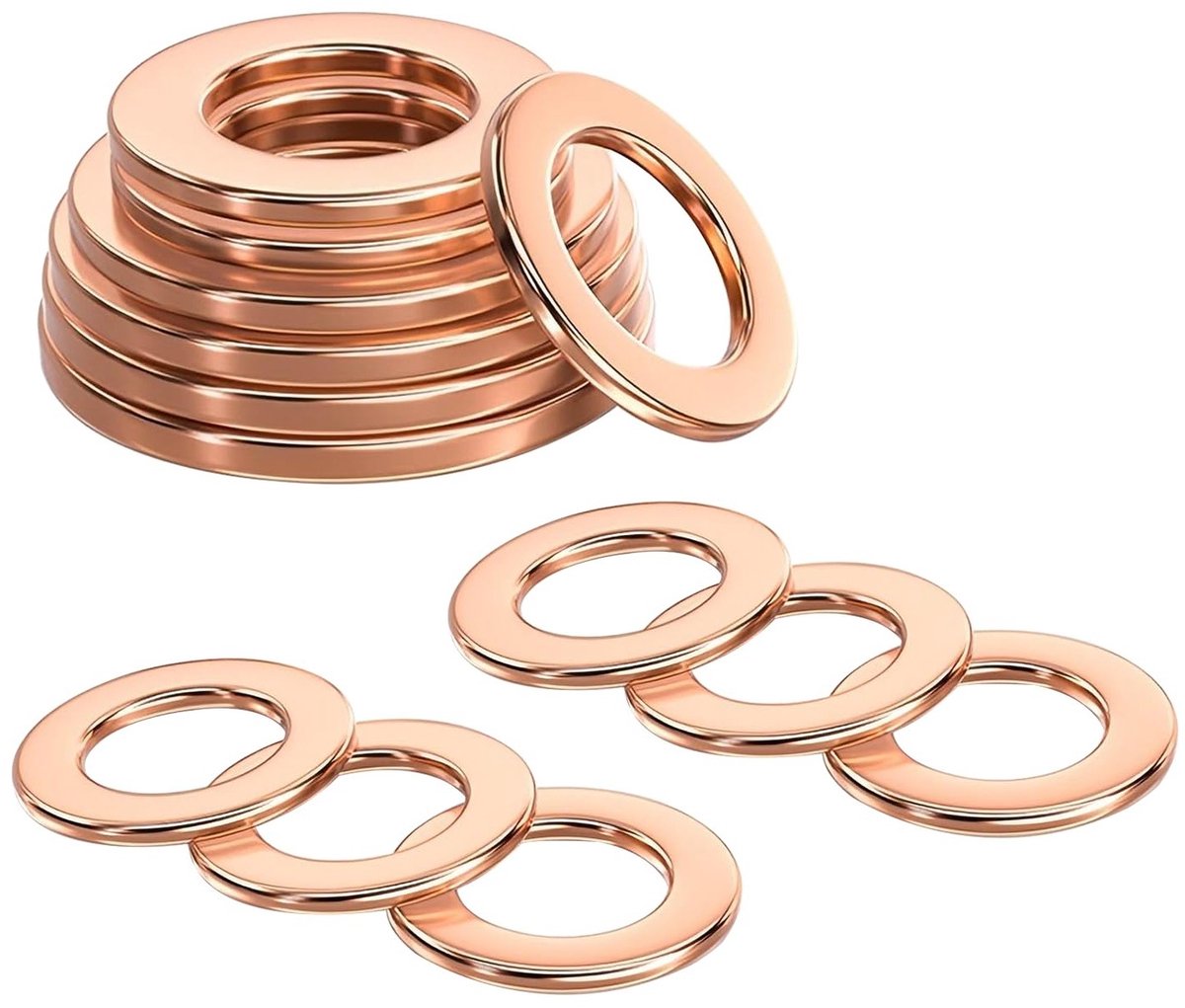20 Stuks Koper Sealing Ringen, M6 Platte Ringen, Koper Washers, ID 6mm, OD 12mm voor Schroeven en Bouten, Duurzaam en Corrosiebestendig