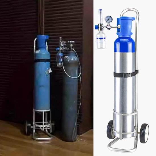 Flessenwagen - Mobiele Trolley - Flessen Vervoeren - In Hoogte Verstelbaar - 105 cm Hoog - Aluminiumkleurig — afbeelding 2