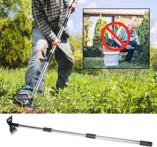 Onkruidsteker Lange Steel - Tuin Hulp - Onkruid Verwijderen - Verstelbare Hoek - 113.5 cm - Zilver — afbeelding 3
