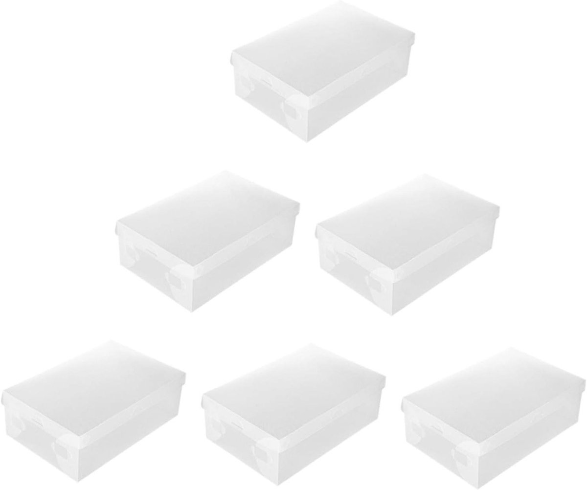 Schoenenboxen Stapelbaar - Opbergdozen - Ruimte Organiseren - Helder Transparant - 6 Stuks - Wit