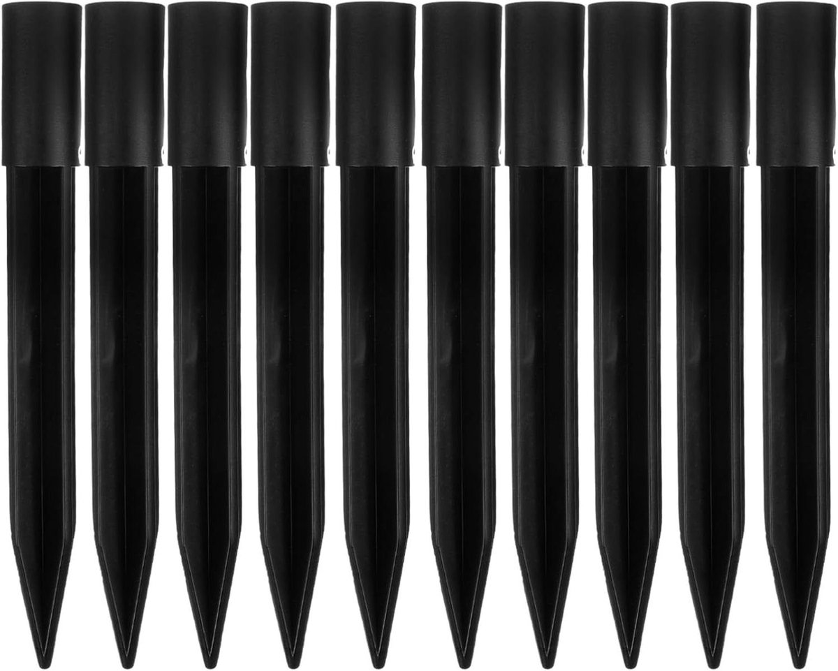 Buitenlamp Palen - Grondhaken - Tuin Verlichten - Set van 10 stuks - 14.8 cm - Zwart