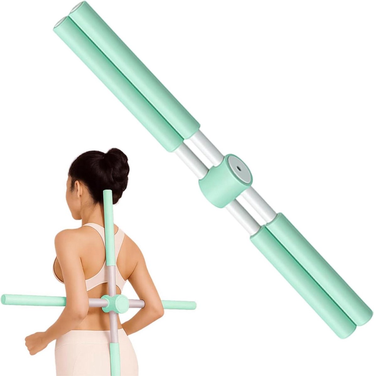 Houding Corrector - Yoga Stok - Spierontspanning - Verstelbare Grip - 80 cm Lengte - Groen