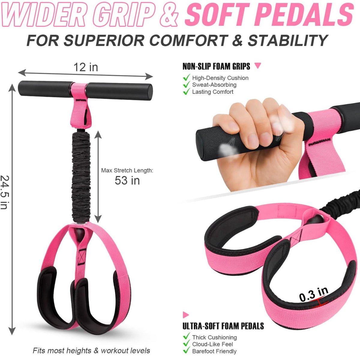 Elastische Buikspiertrainer - 50 pond - Ab Trainer - Ab Roller - Ab Wheel - Elastiek Met Handvat En Pedaal - Elastische Weerstandsbanden - Buikspierwiel - Buikspiere - Resistance Fitness Weerstand Pedaal Band - Buikspieren - Weerstandselastiek — cadeau in Sport & Outdoor - foto 5