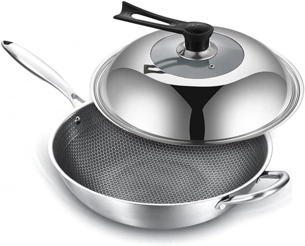 Roestvrijstalen Wok Antiaanbakpan Dagelijks Koken Gelijkmatige Warmte 36 cm Metaal