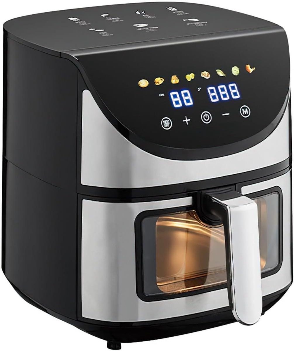 Heteluchtfriteuse - Airfryer Olievrij - Gezond Koken - Met Kijkvenster - 7 Liter - Zwart