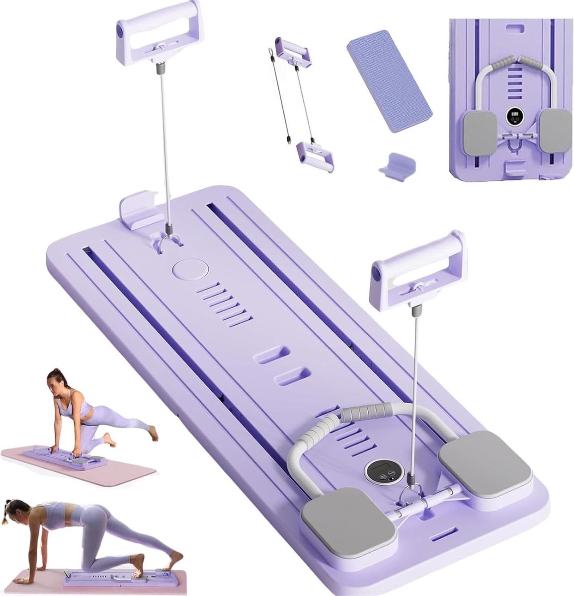 Pilates Trainingsbord - Thuis Fitness - Spierversterking - Automatische Rebound - Compact Ontwerp - Paars
